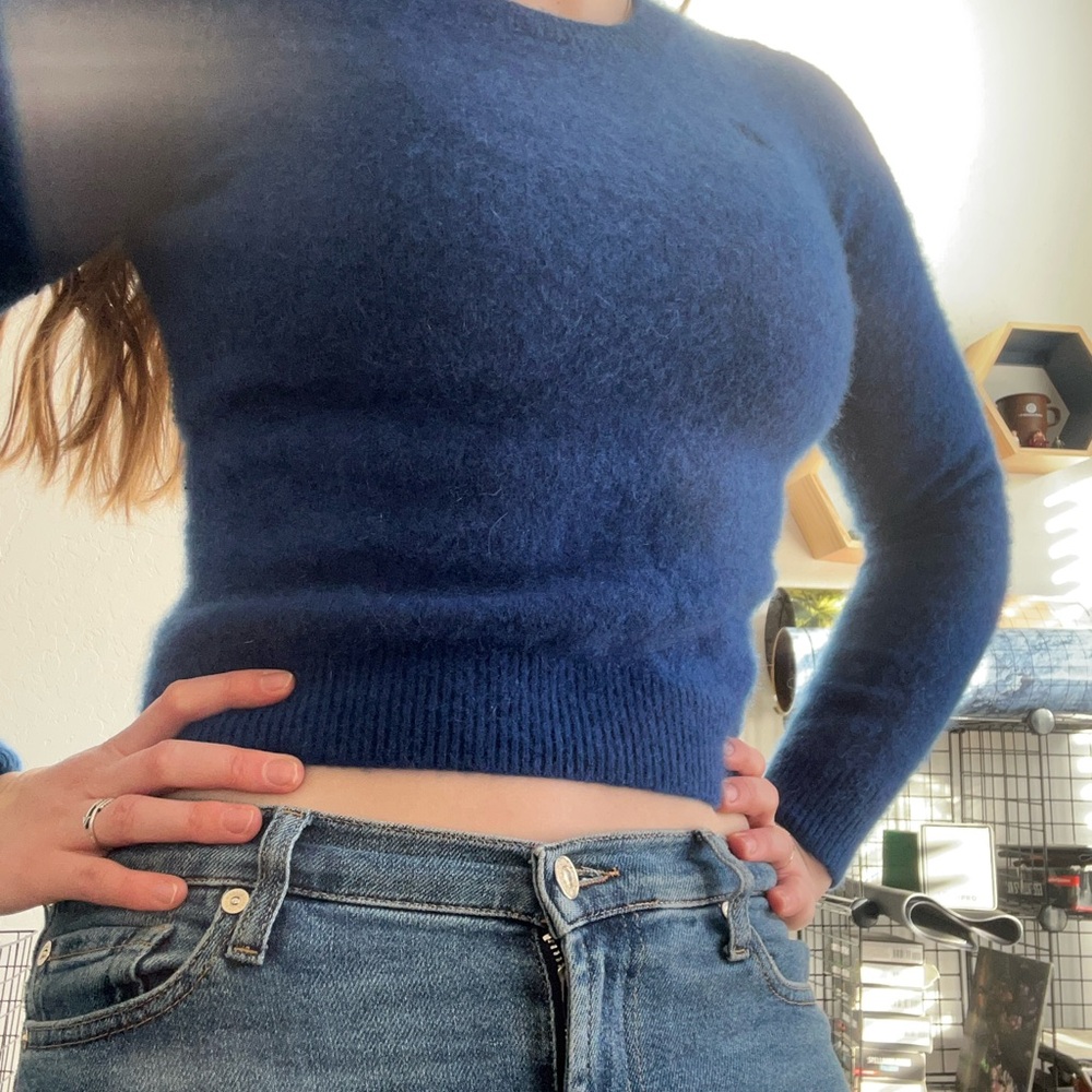 Abercrombie & Fitch Women's Deep Blue Crew Neck Sweater - Picture 3 of 3